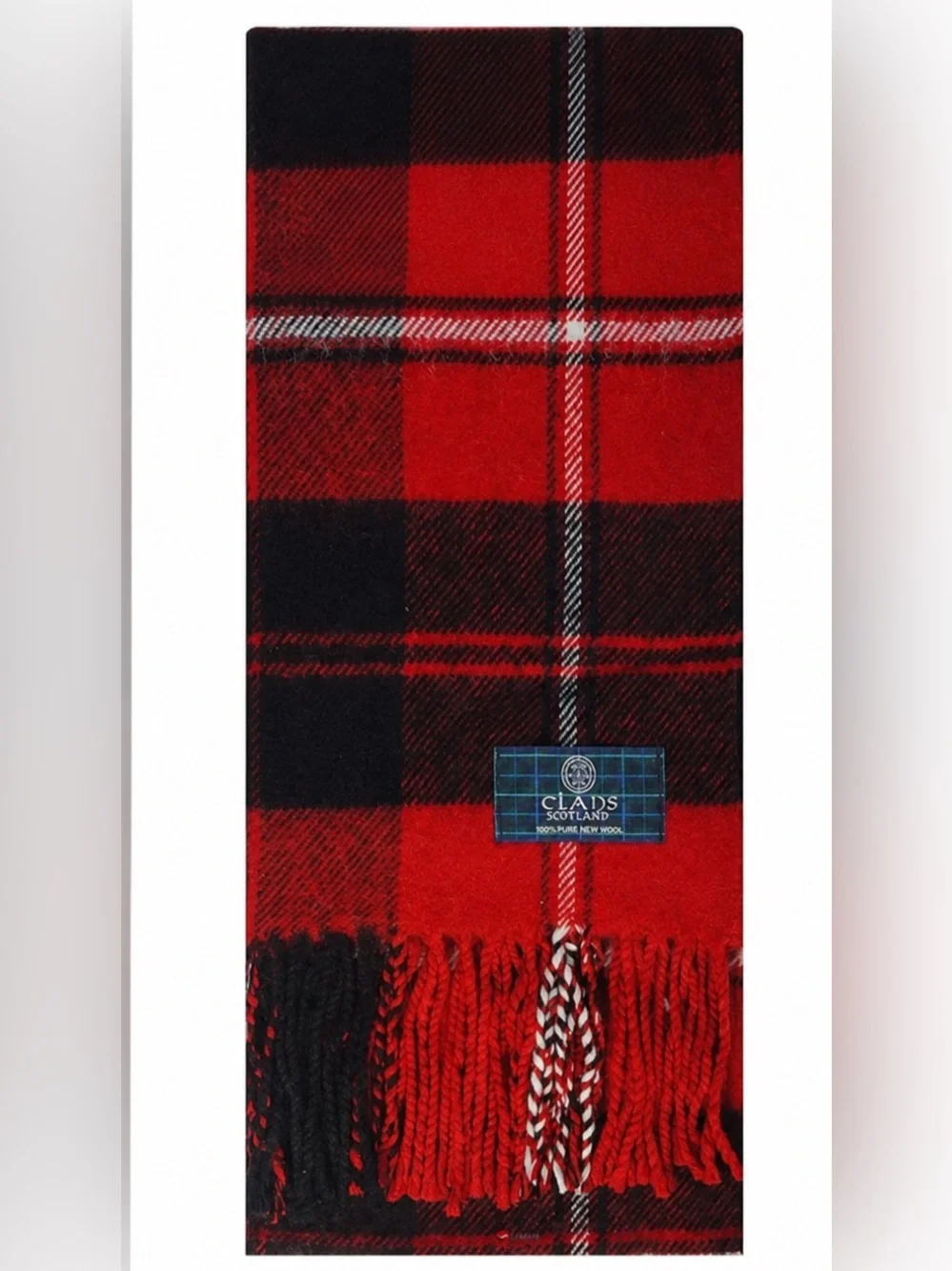Clans Scotland lambs wool scarf Red and Black Plaid Scarf